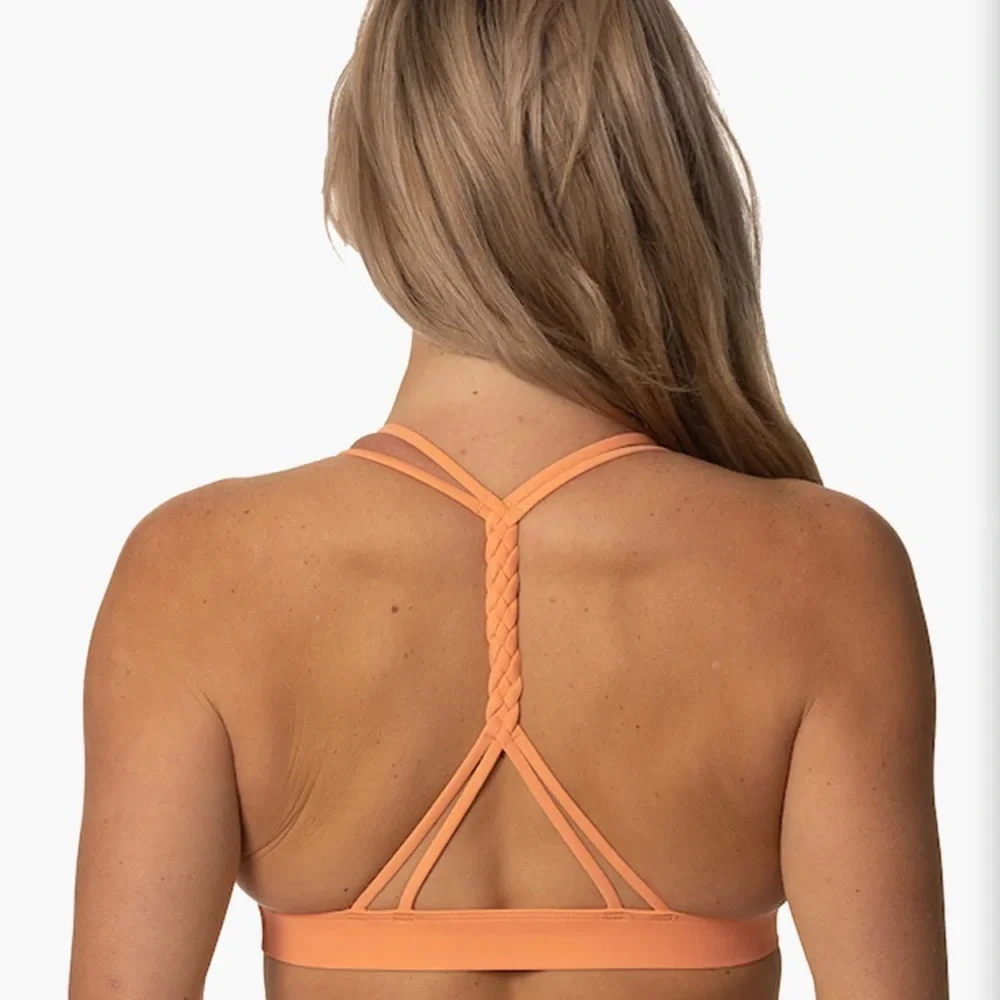 Jolyn Sunset Desert Flower Orange Bikini Top Y Back Braided